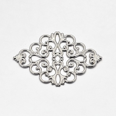 Brass Rhombus Filigree Findings X-KK-L056-02P-1