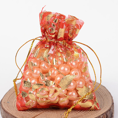 Rose Printed Organza Bags X-OP-R021-7x9-06-1