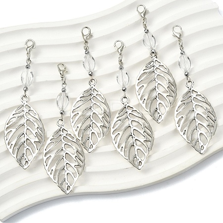 6Pcs Alloy & Glass Pendant Decorations HJEW-YW00328-03-1