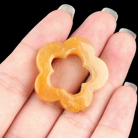 Natural Topaz Jade Hollow Flower Pendants PW-WG95796-07-1