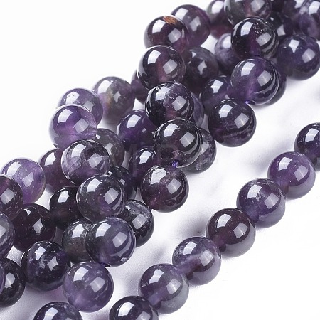 Natural Amethyst Round Bead Strands G-I168-08-8mm-1