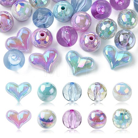 40Pcs 10 Styles Opaque Acrylic Beads MACR-FS0001-65-1