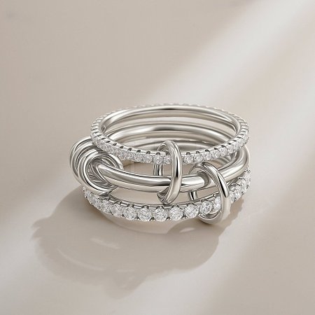 Brass Micro Pave Cubic Zirconia Finger Rings FS-WG6545E-04-1