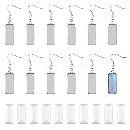 DIY Blank Rectangle Dome Earring Making Kit STAS-DC0015-38-1