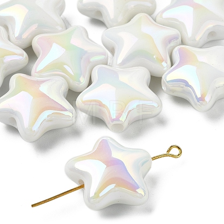 10Pcs UV Plating Plastic Beads SACR-YW0001-86A-1
