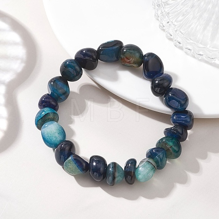 Natural Dragon Veins Agate Beaded Stretch Bracelets for Women BJEW-JB13047-01-1