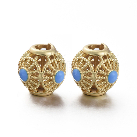 Matte Gold Color Brass Hollow Beads KK-L155-07A-1