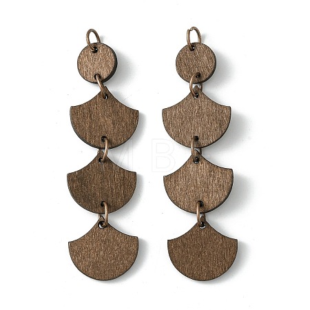 Flat Round & Fan Poplar Wood Big Pendants WOOD-G019-03B-1