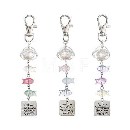 Ocean ABS Plastic Imitation Pearl & Acrylic & Alloy Pendant Decorations HJEW-JM04864-1