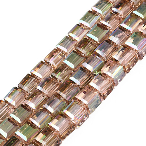Electroplate Transparent Glass Beads Strands EGLA-N002-28-H03-1