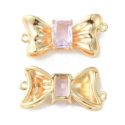 Brass Pave Cubic Zirconia Connector Charms KK-L208-01G-05-1