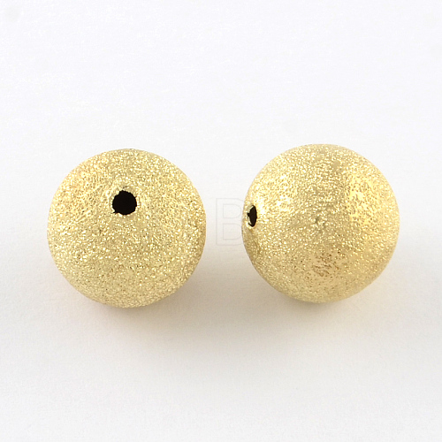 Brass Textured Beads X-KK-R012-10mm-G-1