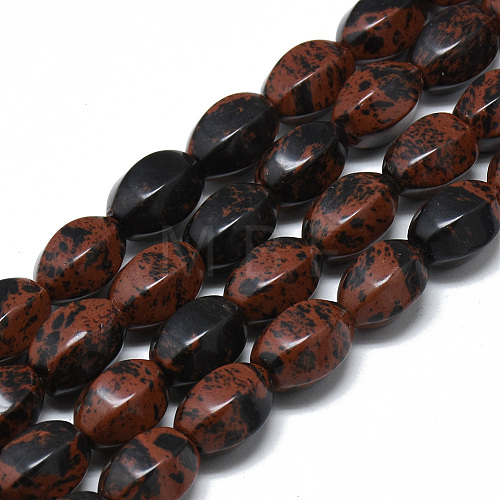 Natural Mahogany Obsidian Bead Strands G-T075-22-1