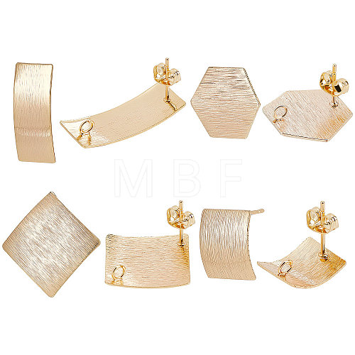 16Pcs 4 Style Brass Stud Earring Findings KK-BBC0003-30-1