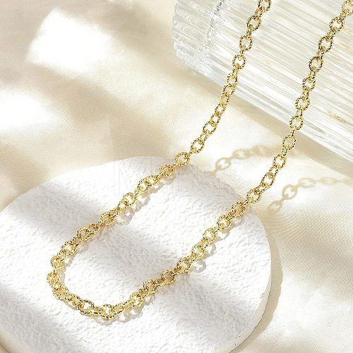 Brass Textured Cable Chain Necklaces NJEW-A042-12G-02-1