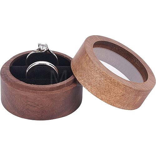 Walnut Wooden Engagement Ring Boxes CON-WH0072-88-1