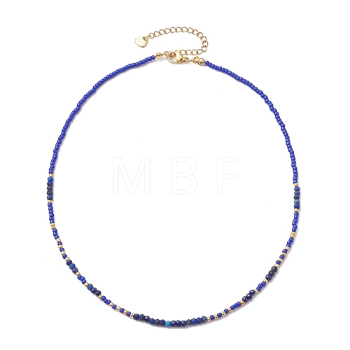 Bohemian Style Natural Lapis Lazuli Beaded Necklaces NJEW-JN04658-04-1