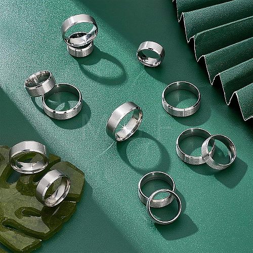 DICOSMETIC 18Pcs 9 Size 201 Stainless Steel Plain Band Ring for Men Women RJEW-DC0001-07B-1