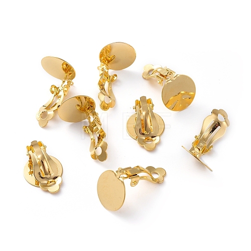 Brass Clip-on Earring Cabochon Setting KK-J184-04G-1