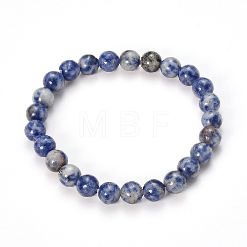 Natural Sodalite Beaded Stretch Bracelets BJEW-Q692-35-8mm-1