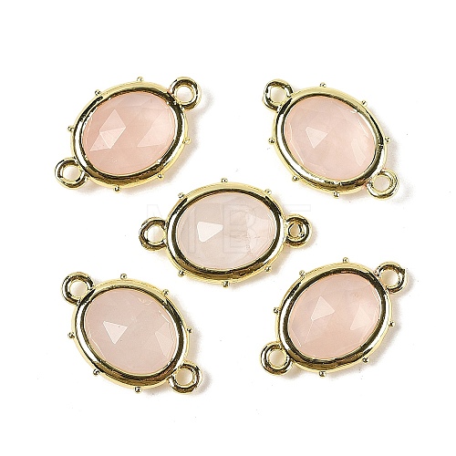 Natural Rose Quartz Faceted Oval Connector Charms G-I382-04G-02-1