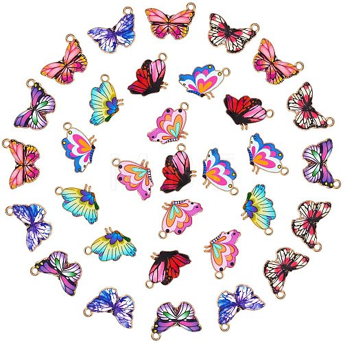 32Pcs 8 Style Printed Alloy Pendants FIND-SZ0002-52-1