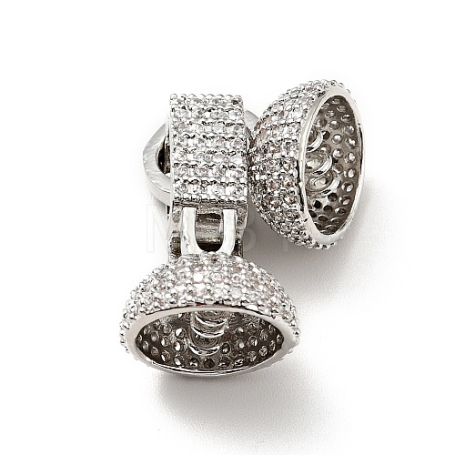 Brass Micro Pave Clear Cubic Zirconia Fold Over Clasps KK-G414-09P-1