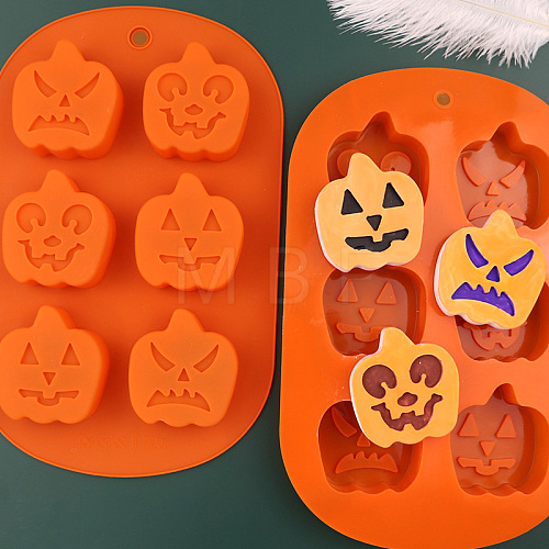 Halloween Theme Pumpkin Cake Decoration Food Grade Silicone Molds DIY-E067-03-1