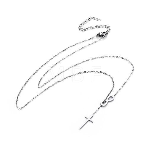 304 Stainless Steel Cable Chains Lariat Necklaces NJEW-F267-17P-1