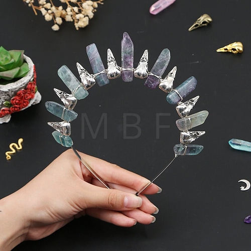 Natural Fluorite Hair Bands PW-WG39EEE-03-1