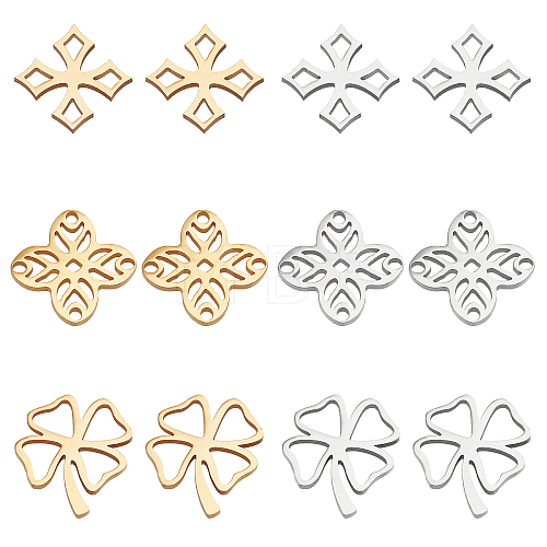 DICOSMETIC 24Pcs 6 Style 201 Stainless Steel Filigree Joiners Links STAS-DC0008-57-1