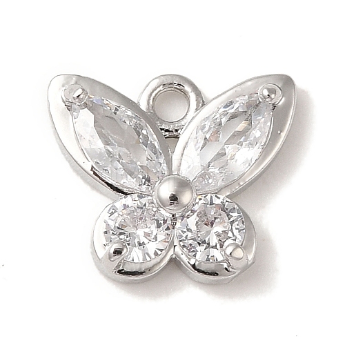 Brass Pave Clear Cubic Zirconia Charms KK-G499-10P-1