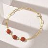Natural Red Jasper Faceted Flat Round Beaded Brass Paperclip Chain Bracelets GG-CBA37F5-02G-11-2
