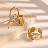 304 Stainless Steel Rhinestone Open Cuff Rings for Women WGC538A-01-3