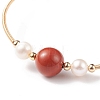 Natural Gemstone & Pearl Round Beaded Bangle BJEW-JB08464-5