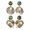 2 Pairs Paua Shell with Non-Tarnish 201 Stainless Steel Stud Earrings EJEW-JE07477-3