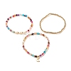 3Pcs Natural Agate & Pearl Beaded Stretch Bracelets Set BJEW-JB08089-01-4