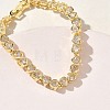 Heart Brass Micro Pave Clear Cubic Zirconia Link Chain Bracelets for Women BJEW-C156-07C-G-3
