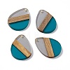 Transparent Resin & Walnut Wood Pendants RESI-M027-04C-4