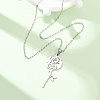 304 Stainless Steel Rose Flower Pendant Cable Chain Necklaces for Men Women NJEW-K308-05C-P-2