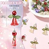 30Pcs 6 Styles Glass with Acrylic Pendants PALLOY-YW00186-3
