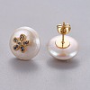 Natural Pearl Stud Earrings EJEW-L231-10G-2