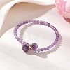 Natural Amethyst Beaded Cuff Bangles BJEW-JB13328-02-1