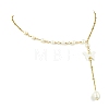 Natural Pearl & 304 Stainless Steel Satellite Chain Y Lariat Necklaces NJEW-JN06061-3