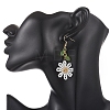 304 Stainless Steel Glass Seed Beads Flower Dangle Earrings EJEW-MZ00739-3