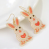 Easter Zinc Alloy & Plastic Imitation Pearl Rabbit Dangle Earrings FS-WG041E6-01-4