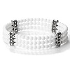 Round Natural White Jade & Alloy Multi-Strand Beaded Stretch Bracelets for Women Men GQ0306-4-1