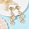 Flower Glass Seed Beaded Stud Dangle Earrings EJEW-MZ00774-1