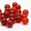 3-Hole Dyed Natural Red Agate Round Beads X-G-N0012-6mm-18-2