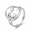 Non-Tarnish 304 Stainless Steel Bat Adjustable Ring for Women RJEW-B027-04P-1